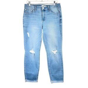 Womens Size 14 Lauren Conrad Lightwash Stretchy Distressed Cuffed Skinny Jeans